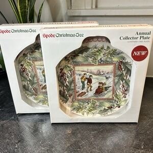 2-Spode‎ SLEDDING Victorian Christmas Ornament Plate First Series 9.5" NEW